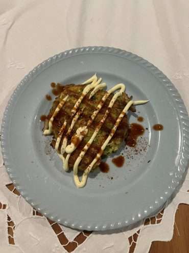 Edamame & Halloumi Okonomiyaki (Japanese-style Pancake)